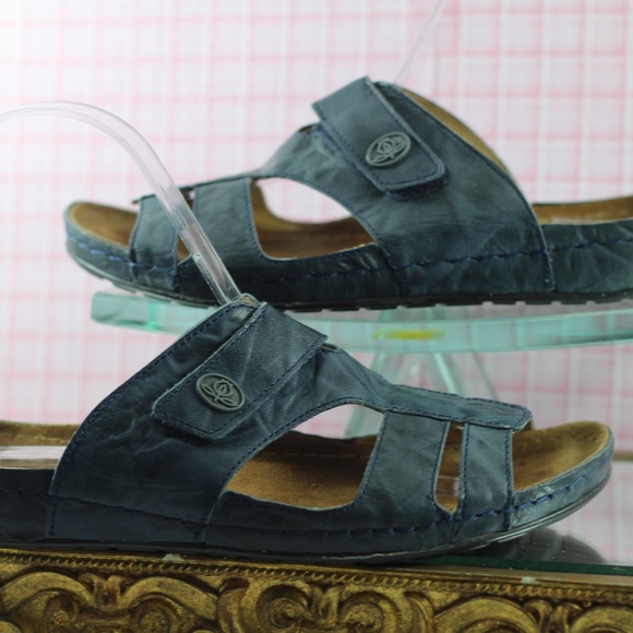 Sanosan Sandals Blue Leather Slides - Picture 12 of 16